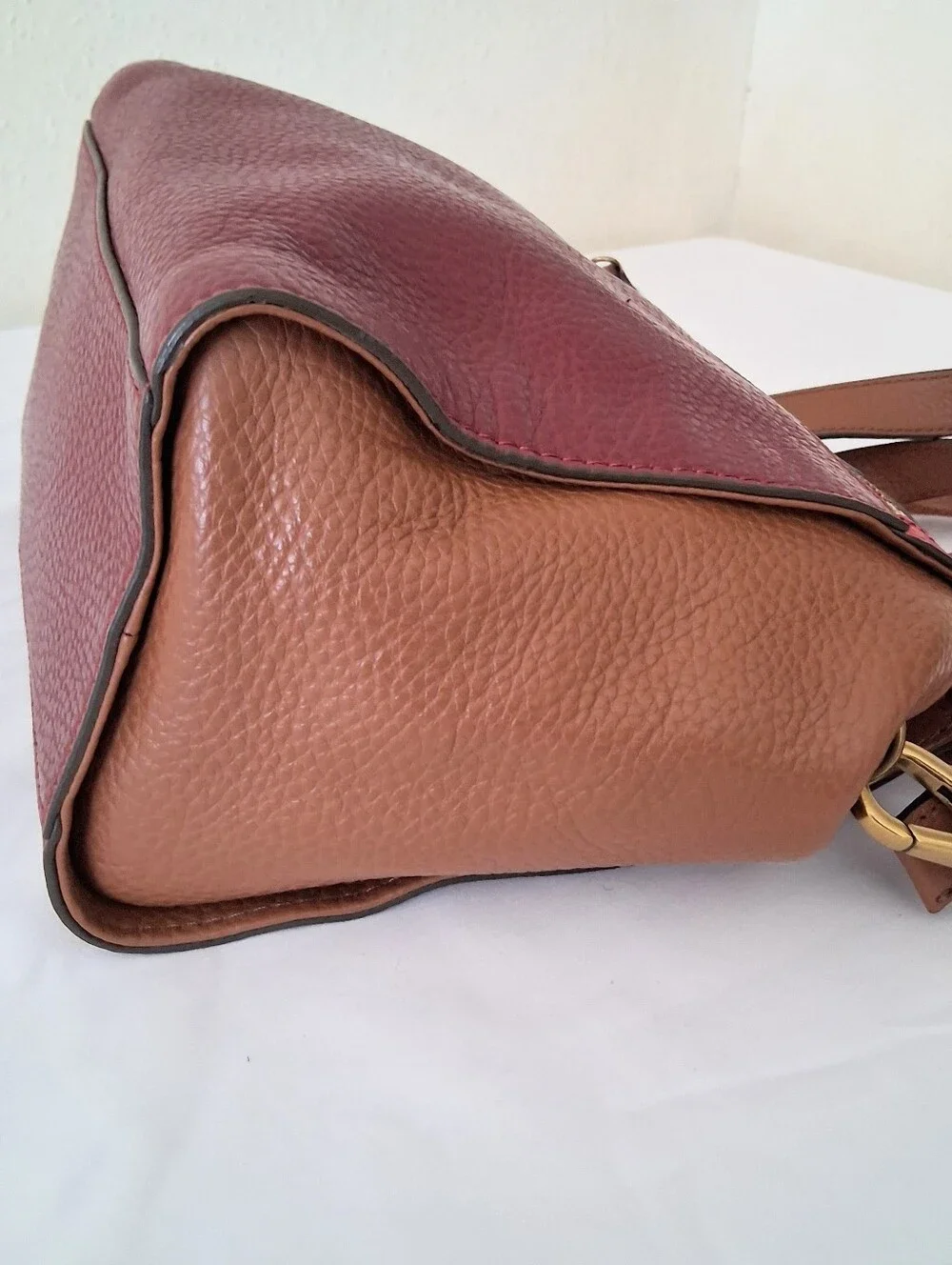 Fossil Women’s Leather Satchel Handbag in Burgundy, Red & Brown